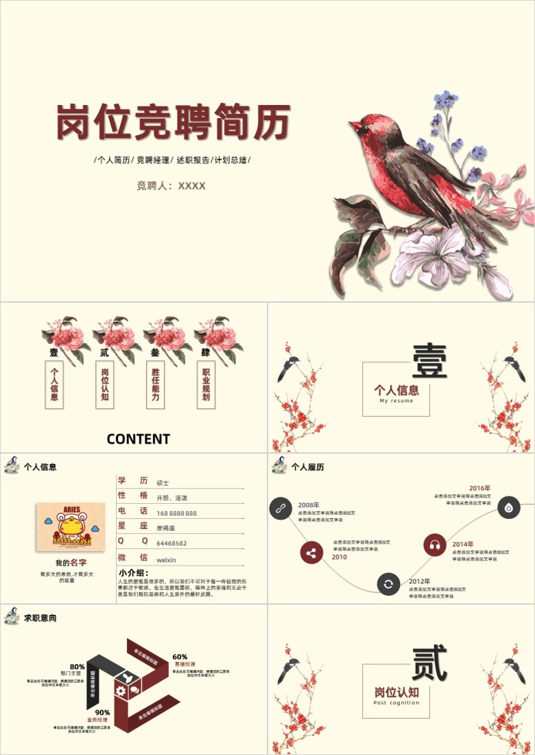 文艺范儿求职竞聘简历竞聘述职PPT模板