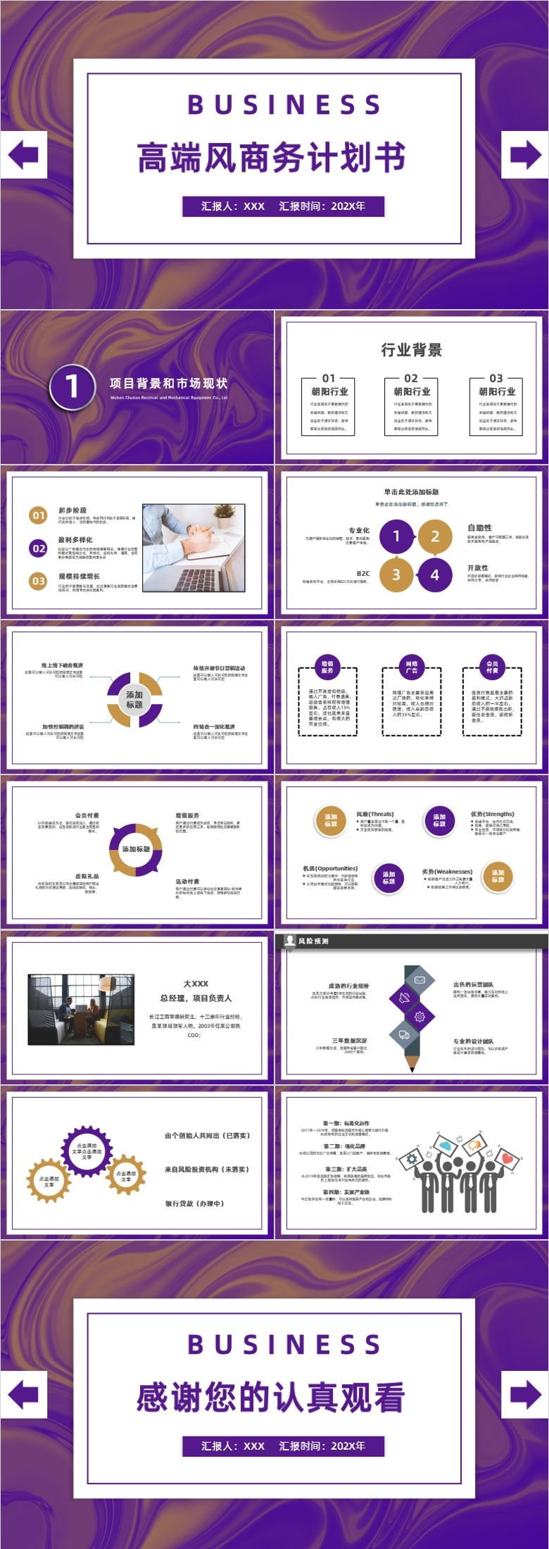 高端风商业计划书PPT模板