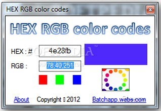 rgb颜色查询对照表(HEX RGB color codes) 2.0绿色免费版