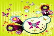 活泼风格蝴蝶花纹矢量图