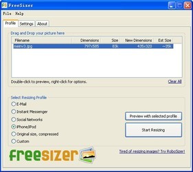 傻瓜型图片尺寸压缩工具(FreeSizer)