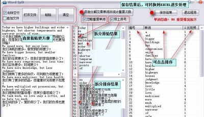 文章单词拆分及单词统计工具WordSplit