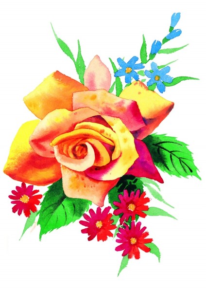 鲜艳彩绘玫瑰花图片-zol素材下载